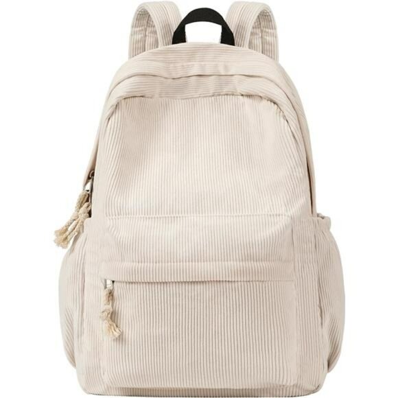 Corduroy school backpack with pins laptop bag for teen girls women travel bookba - Picture 1 of 7